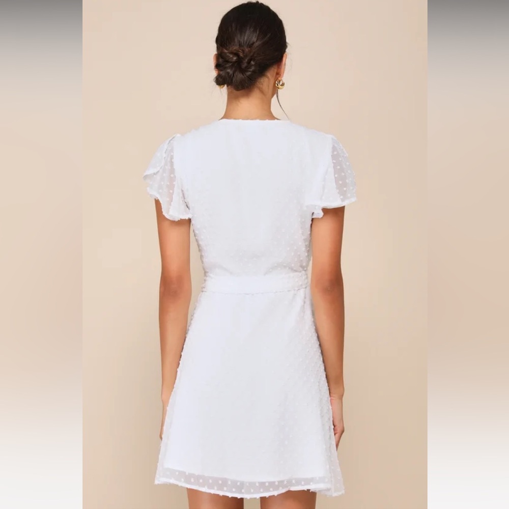 Lulus Flutter Sleeve Wrap Mini Dress - Picture 2 of 8